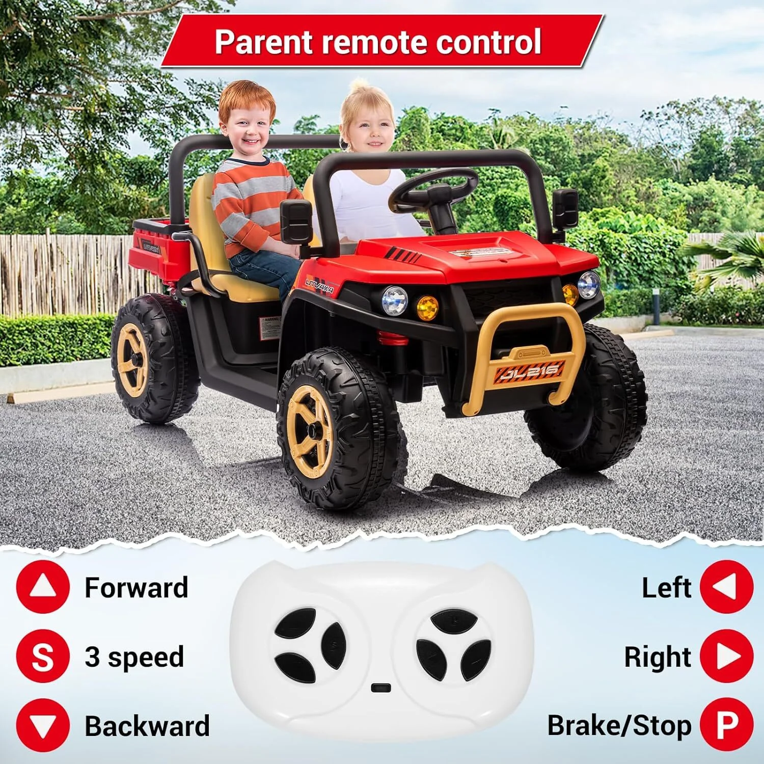 24V Electric 2-Seater Ride-On Dump Truck with Remote Control Toy Car - Image 4
