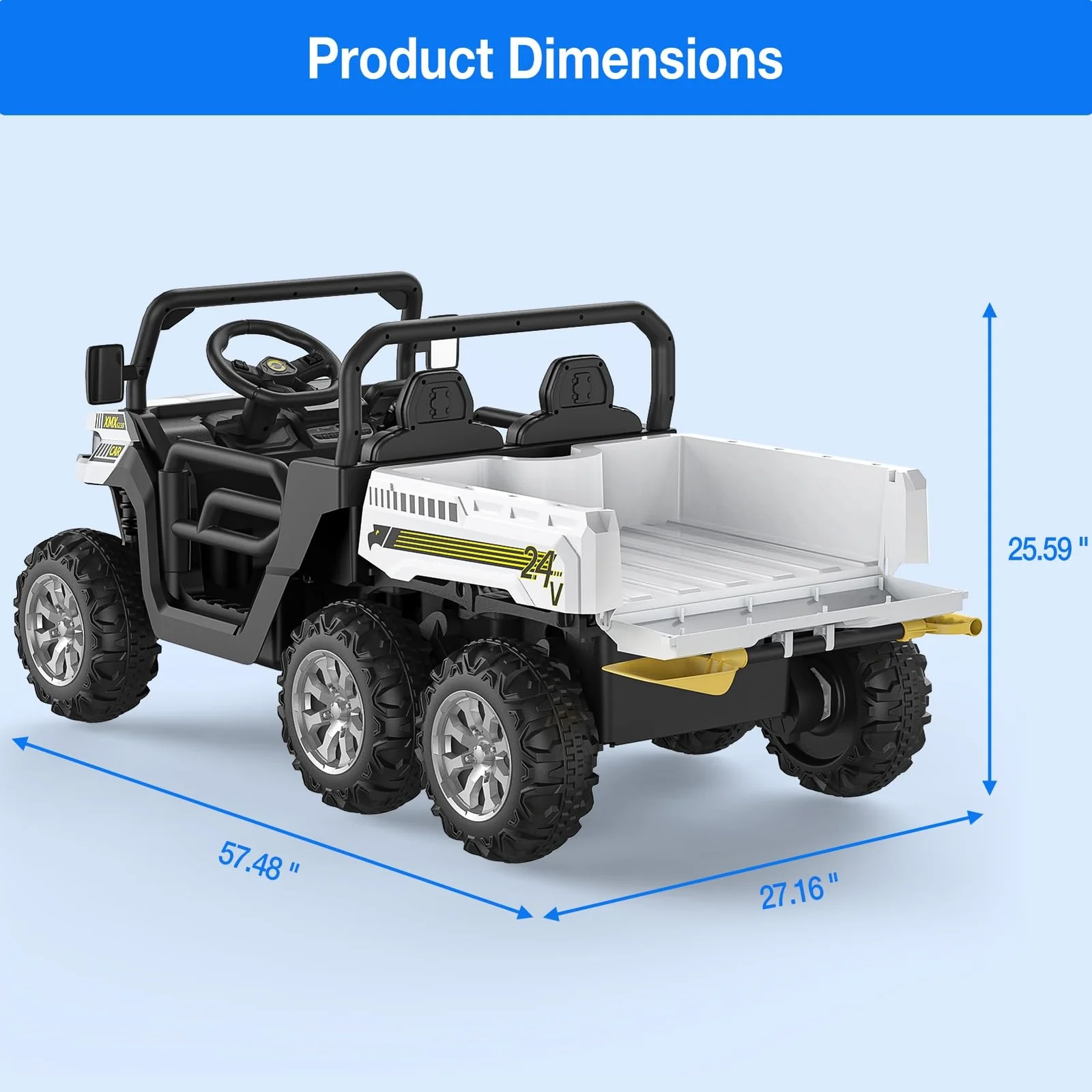 24V Ride-On Electric Dump Truck for Kids with 6 Wheels and Functional Dump Bed - Image 8