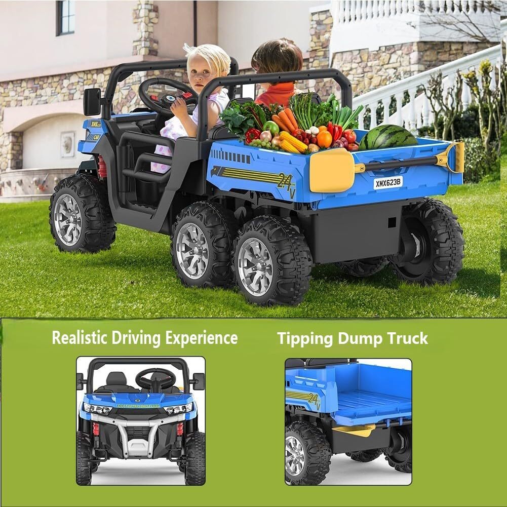 24V Electric Ride-On Kids Dump Truck with 6 Wheels and Functional Dump Bed - Image 2
