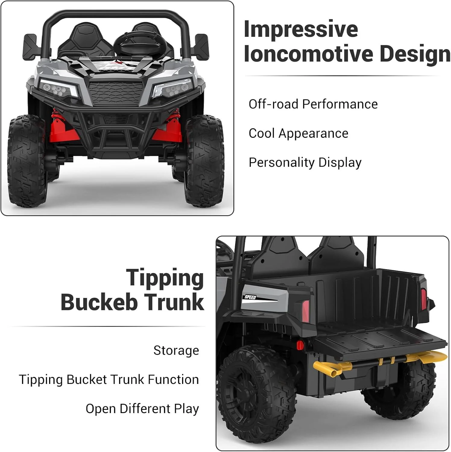 24V Ride-On Electric Dump Truck and Tractor Car with Dump Bed and Extra Shovel Attachment - Image 14