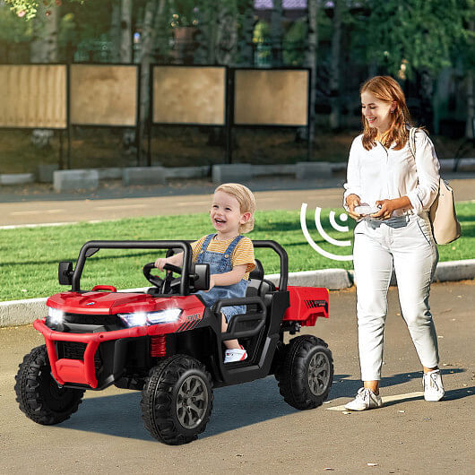 24V Red Ride-On Dump Truck with Remote Control and Automatic Dumping - Image 3