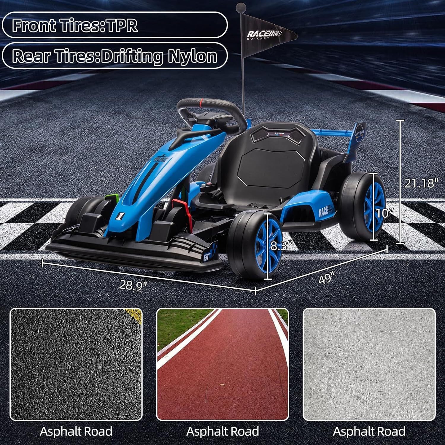 24V Ride-On Go Kart for Kids 6-12 Years, 7.5 MPH Fast with Drifting and Circling, Supports up to 135 lb - Image 6