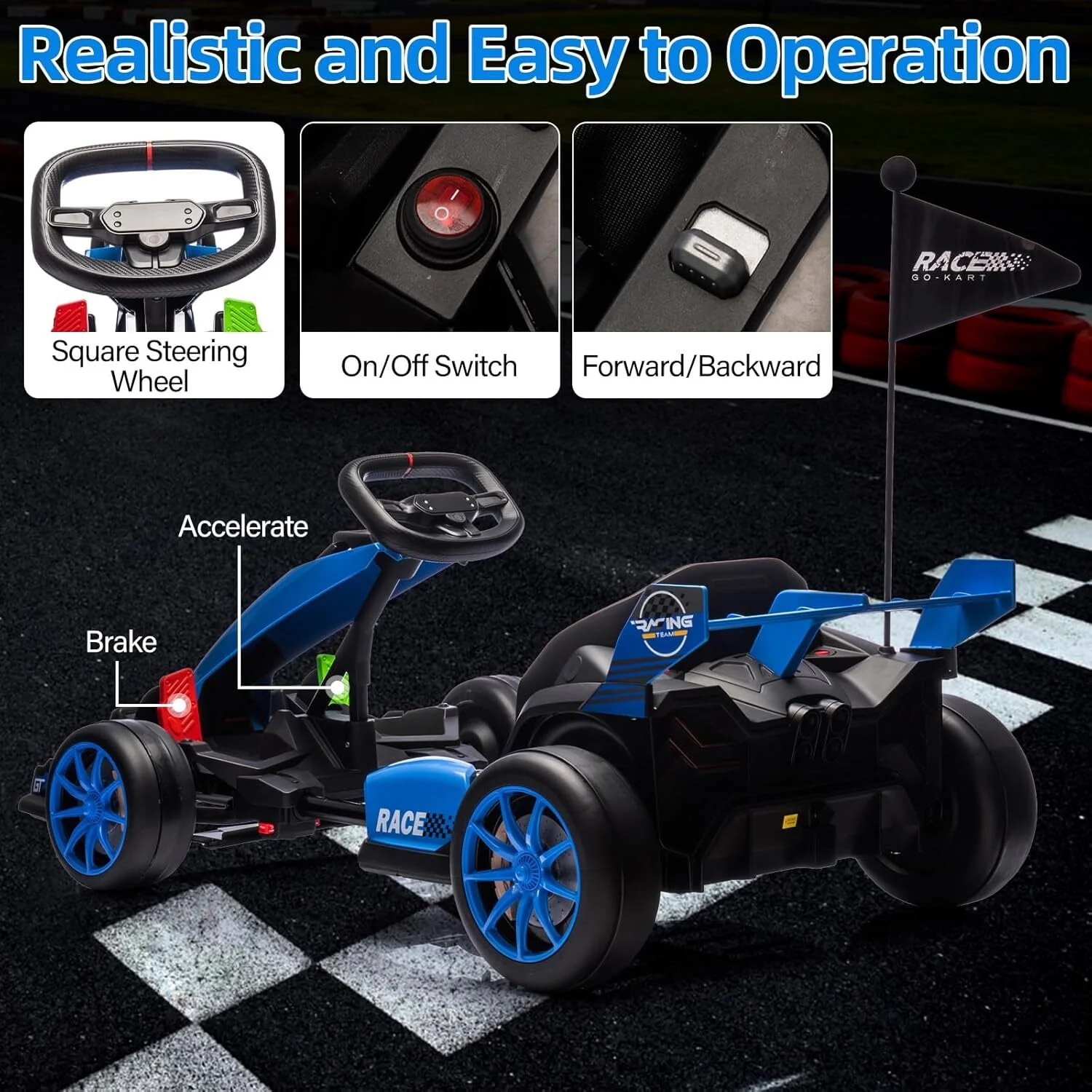 24V Ride-On Go Kart for Kids 6-12 Years, 7.5 MPH Fast with Drifting and Circling, Supports up to 135 lb - Image 7