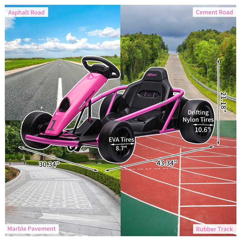 24V Electric Drift Go-Kart for Kids with 8 MPH Speed and Built-In Music - Image 10