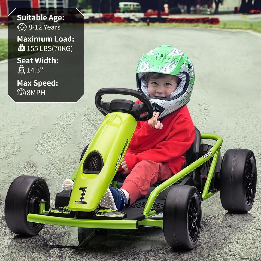 24V Electric Ride-On Go Kart for Kids Battery-Powered High-Speed Drifting Racing Car Toy - Image 10