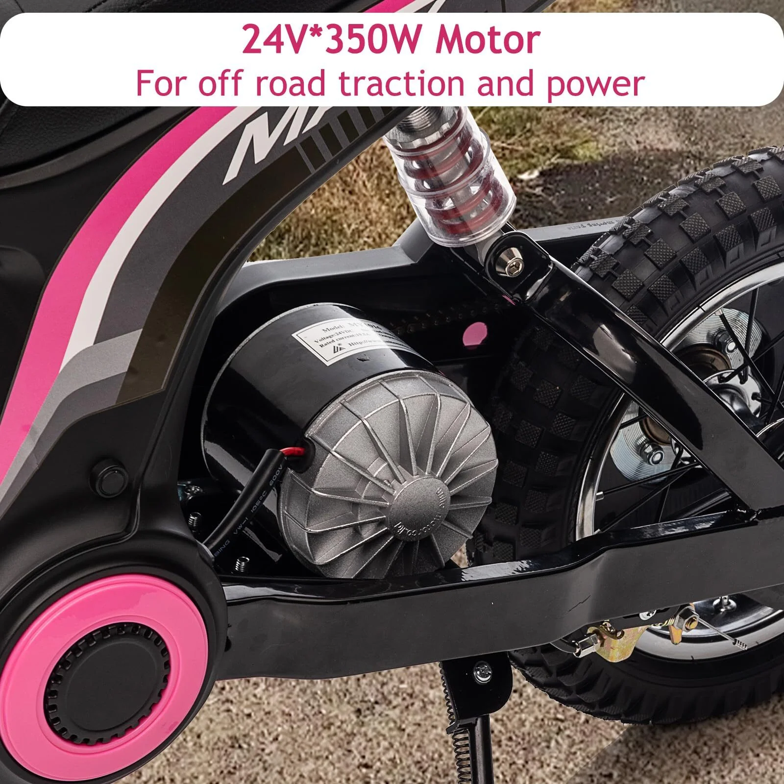 24V Electric Ride-On Dirt Bike with Rear-Wheel Drive Motorbike - Image 3