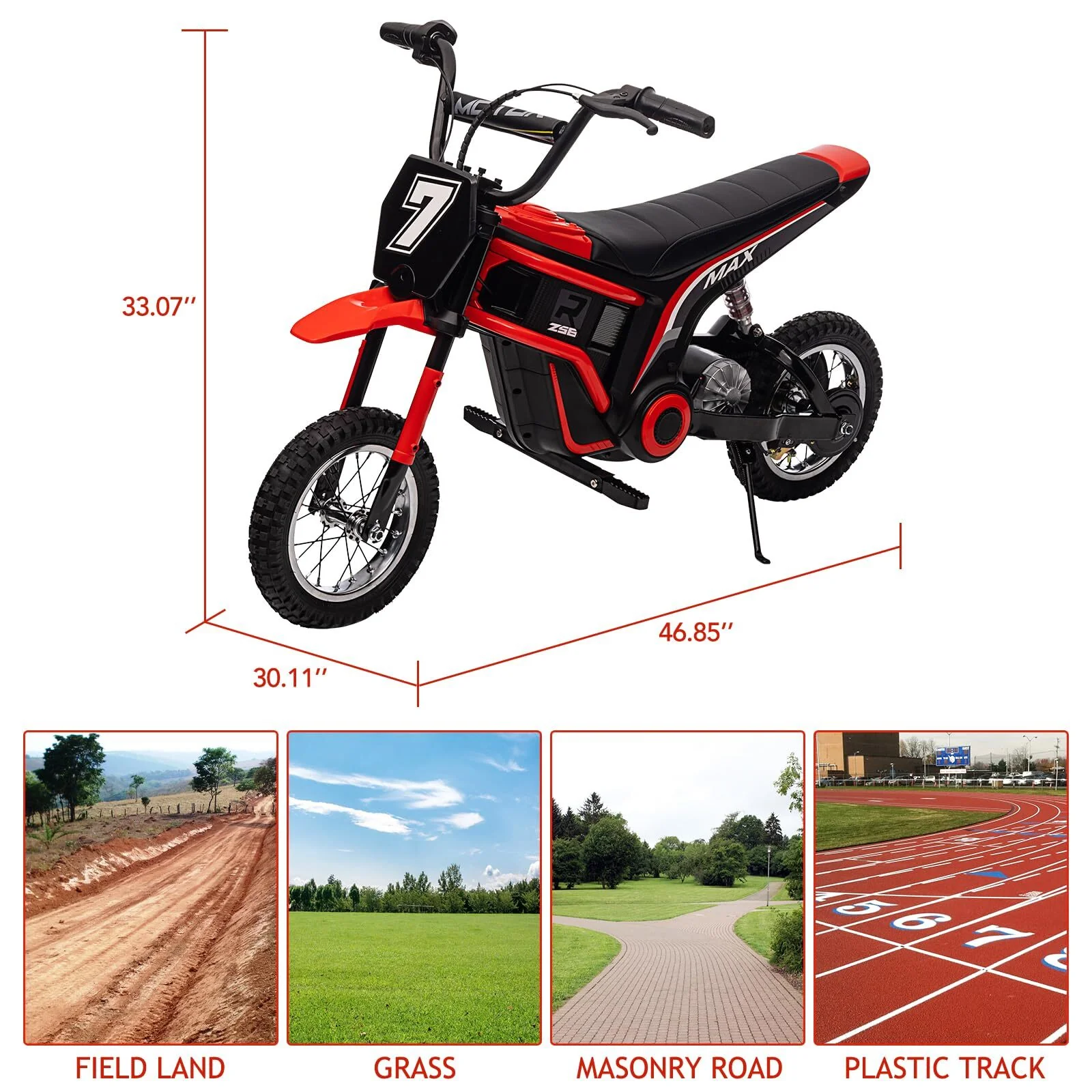 24V Electric Ride-On Dirt Bike for Kids Off-Road Motorcycle with 2 Speeds - Image 11