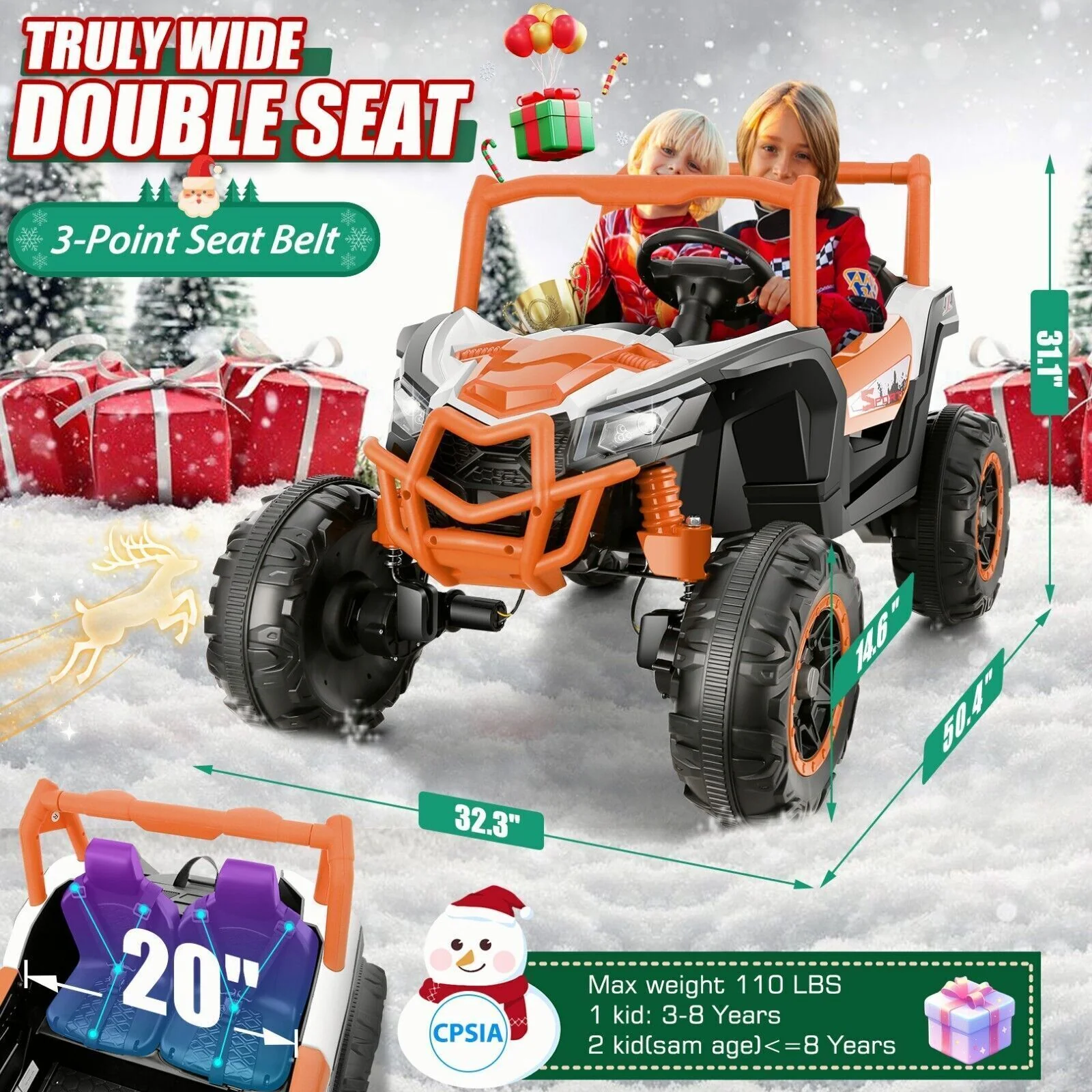 24V XXL 2-Seater Off-Road UTV Ride-On Truck for Kids with Remote Control - Image 8