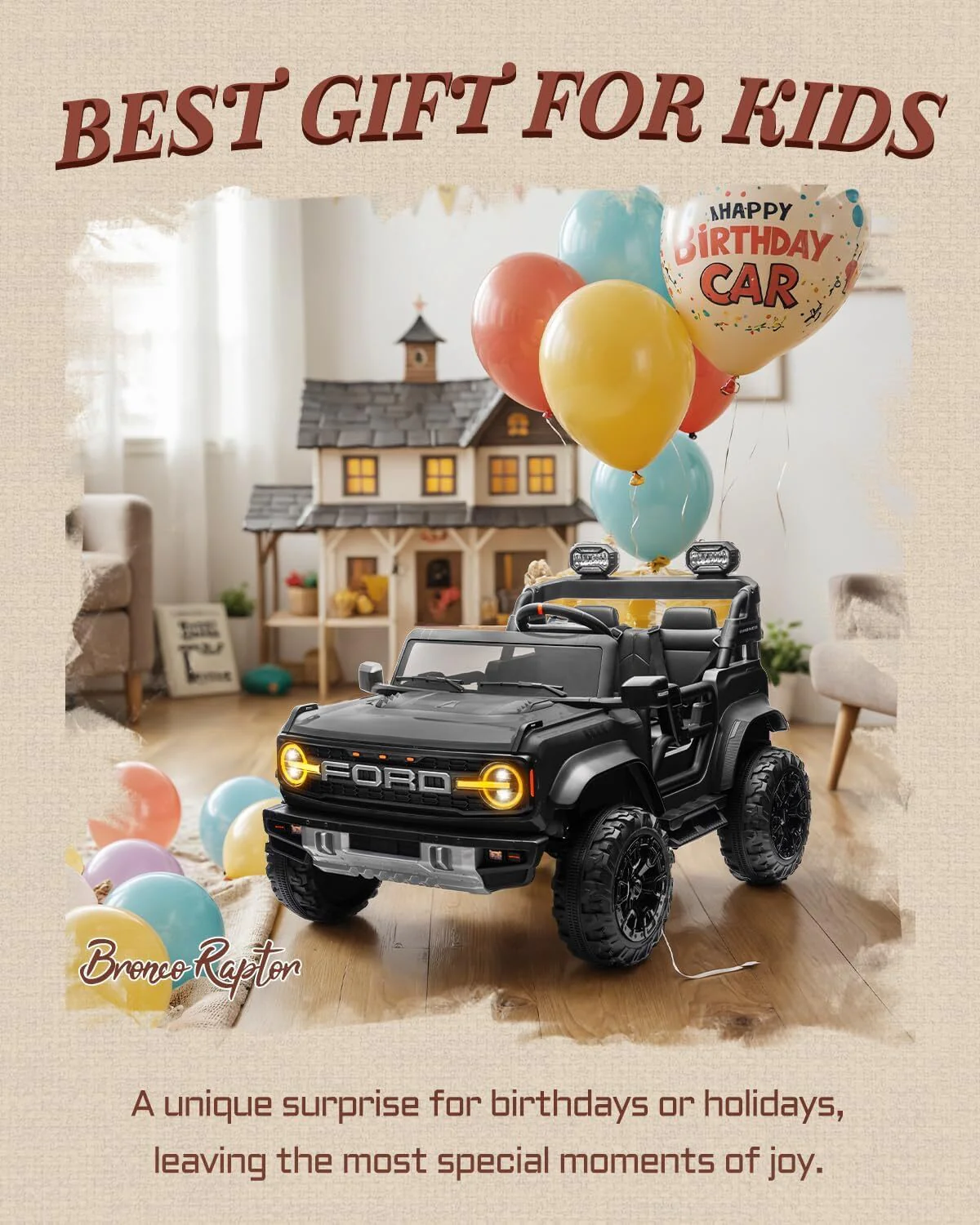 24V Electric 2-Seater Ride-On Car for Older Kids Licensed Ford Bronco Raptor Toy - Image 4