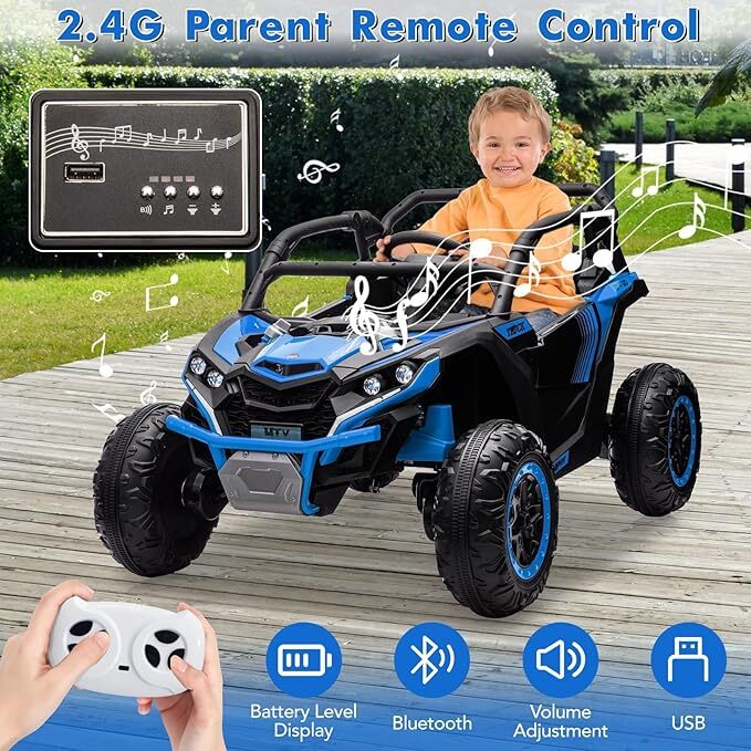 24V Ride-On Toy for Big Kids with Remote Control, 4-Wheel Electric Vehicle, Bluetooth Music - Image 3