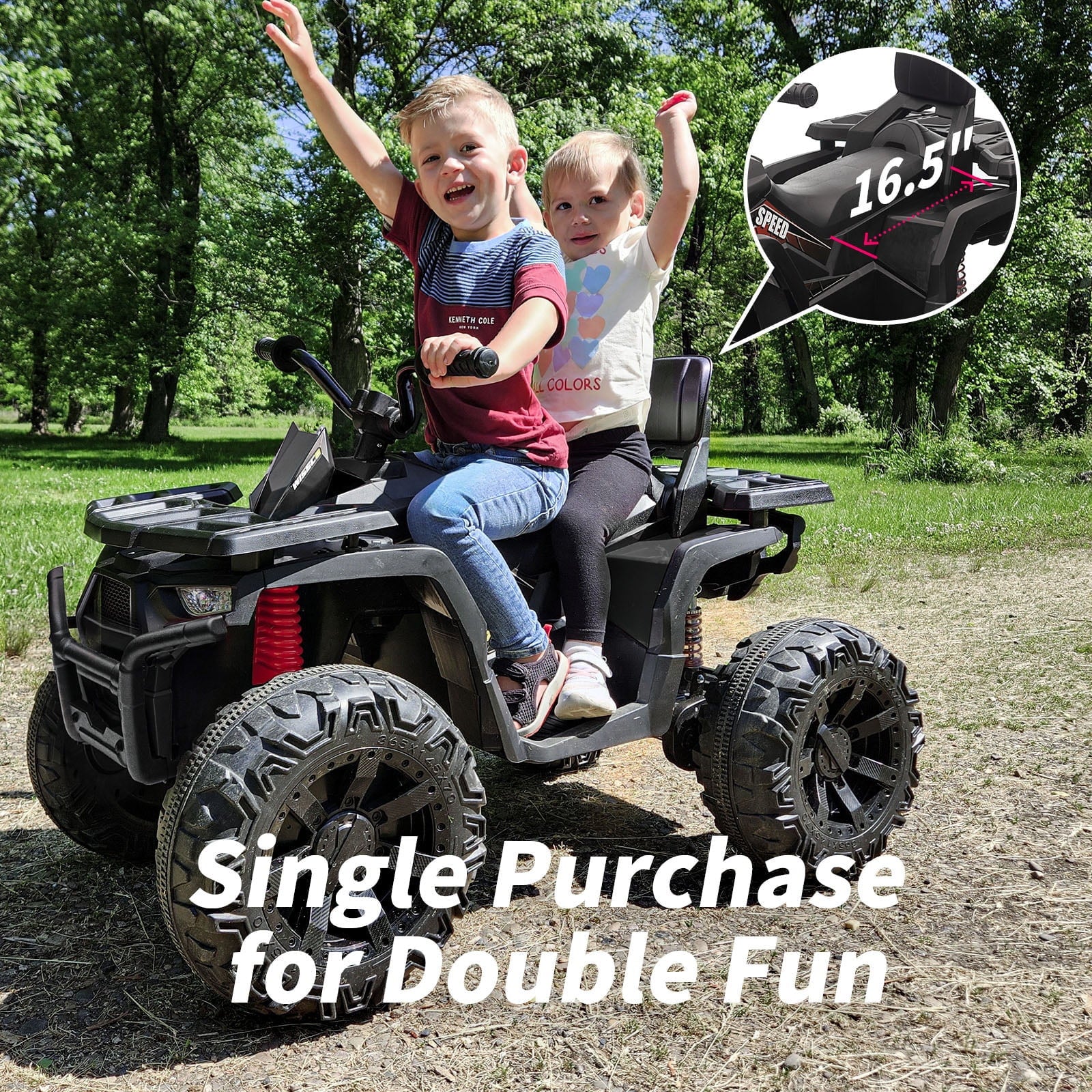 24V Kids 2-Seater 4-Wheeler ATV with 400W Motor – Ride-On Toy for Big Kids, Blue - Image 3