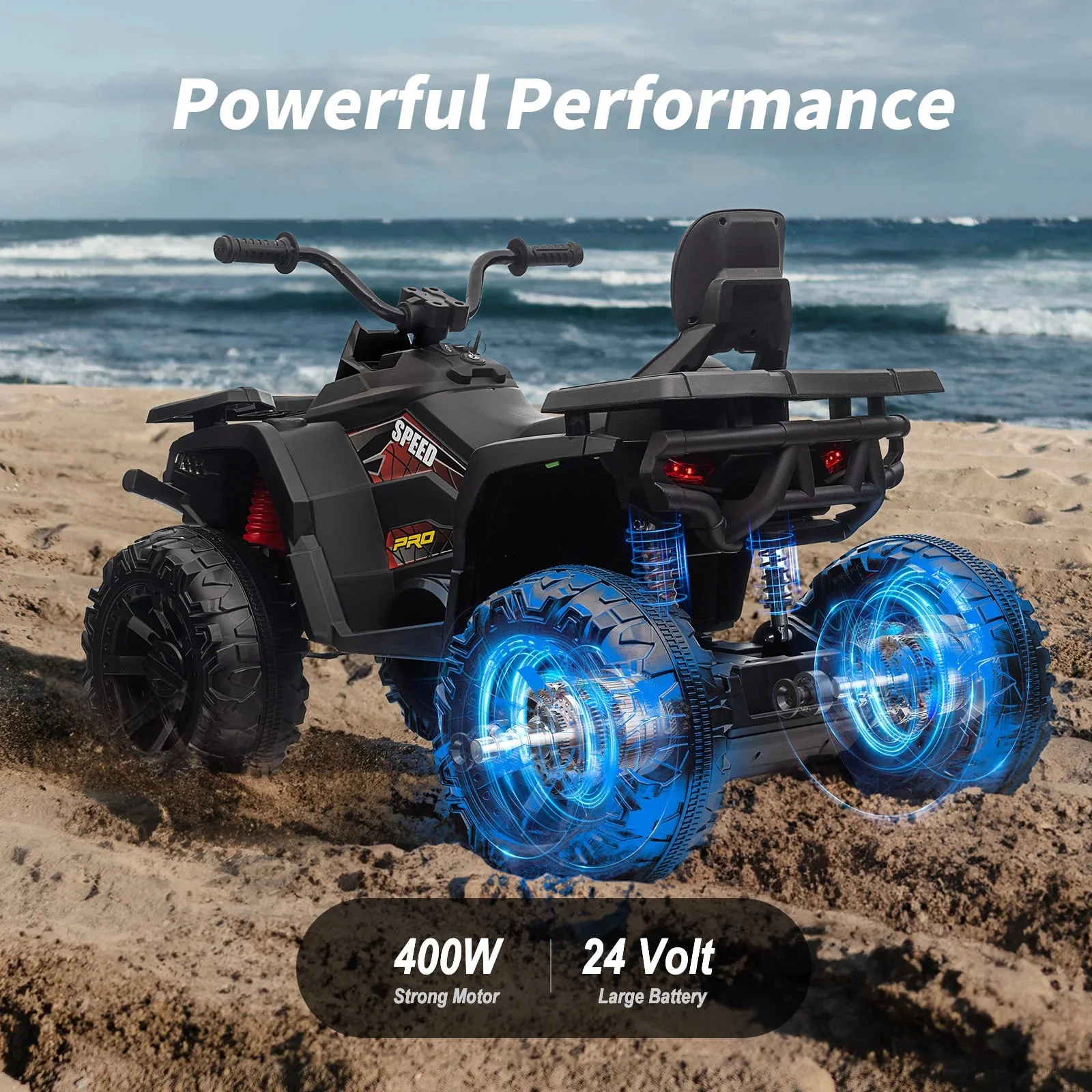 24V Kids 2-Seater 4-Wheeler ATV with 400W Motor – Ride-On Toy for Big Kids, Blue - Image 5