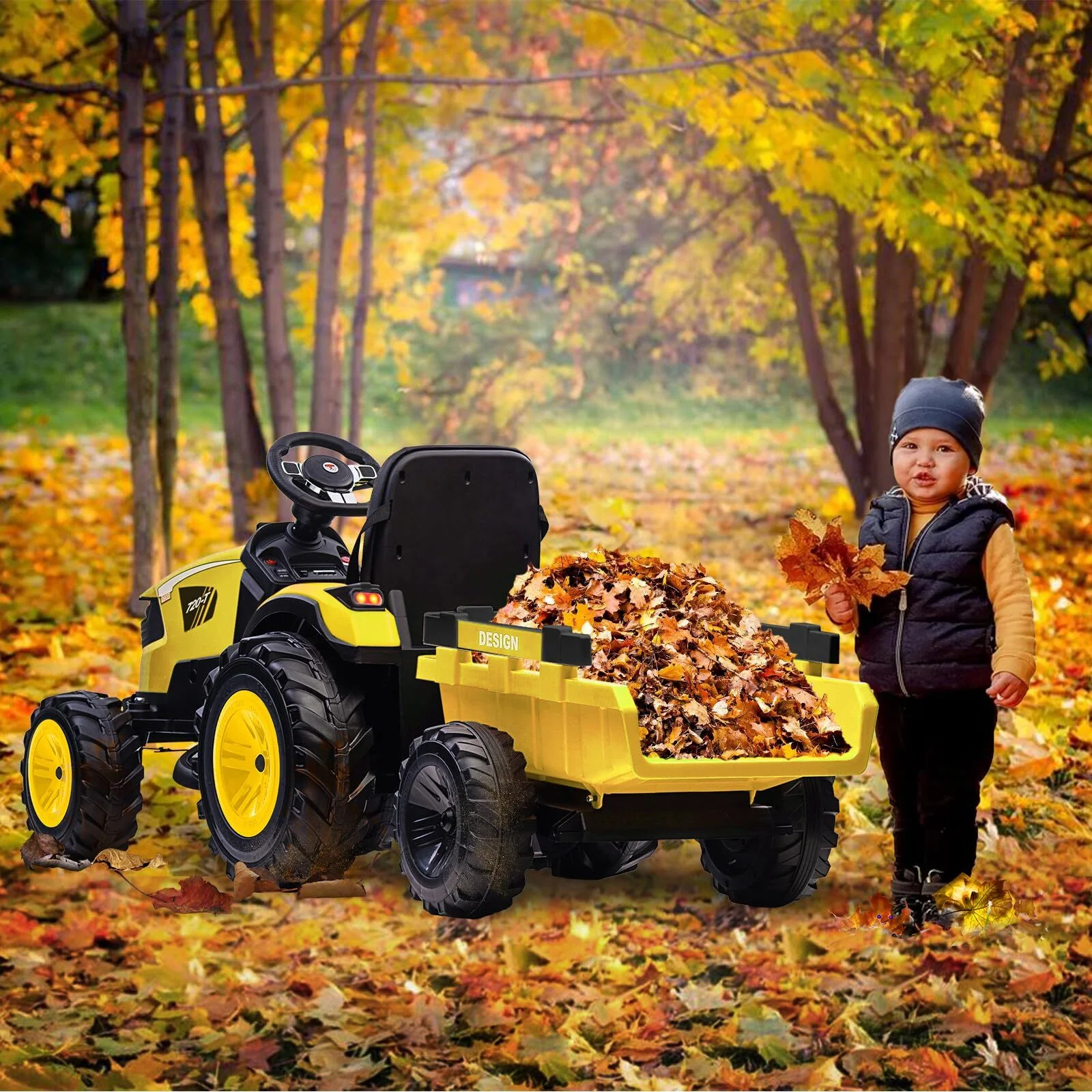 24V Electric Ride-On Tractor with Trailer and EVA Tires for Kids - Image 12