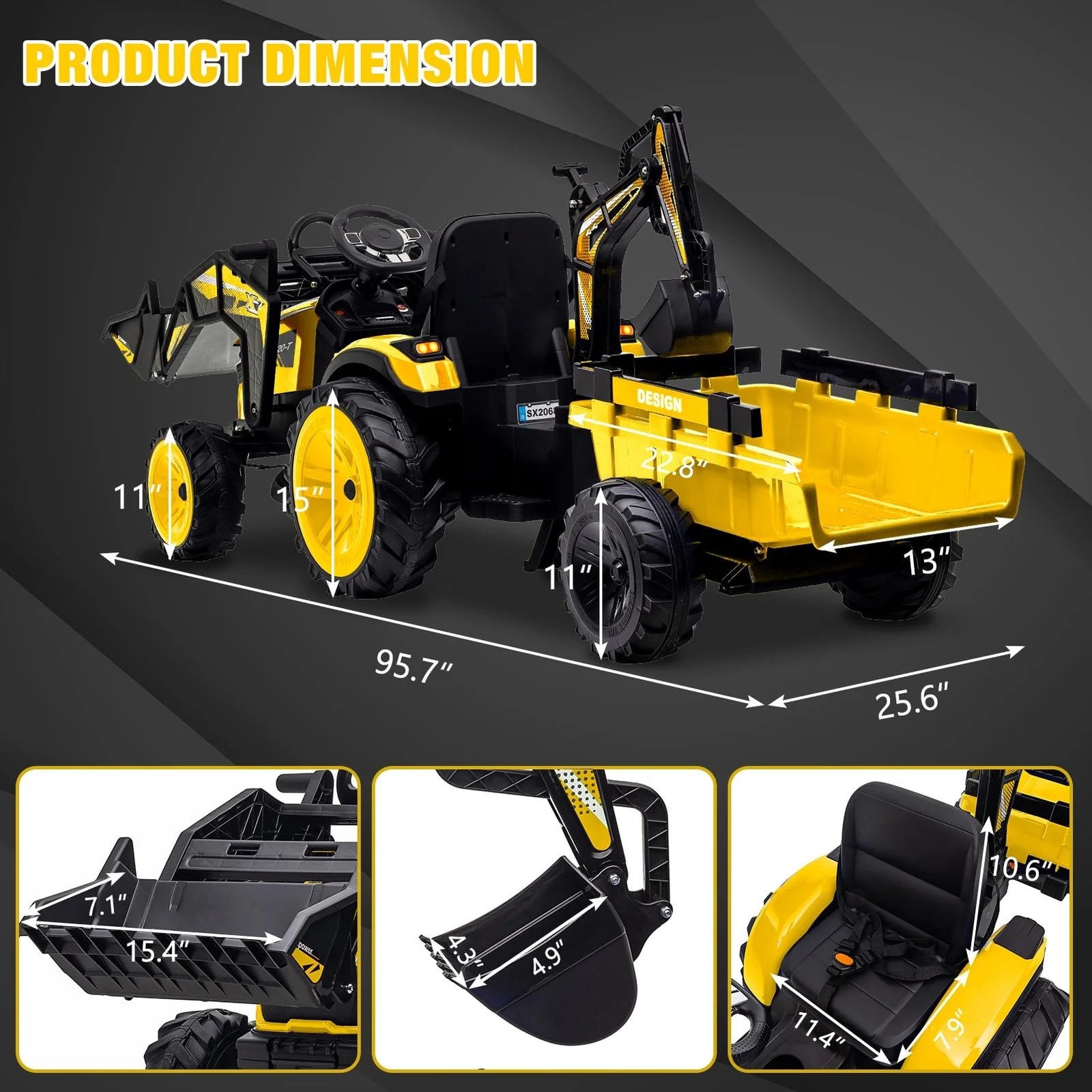 24V Electric Ride-On Tractor with Trailer and EVA Tires for Kids - Image 4