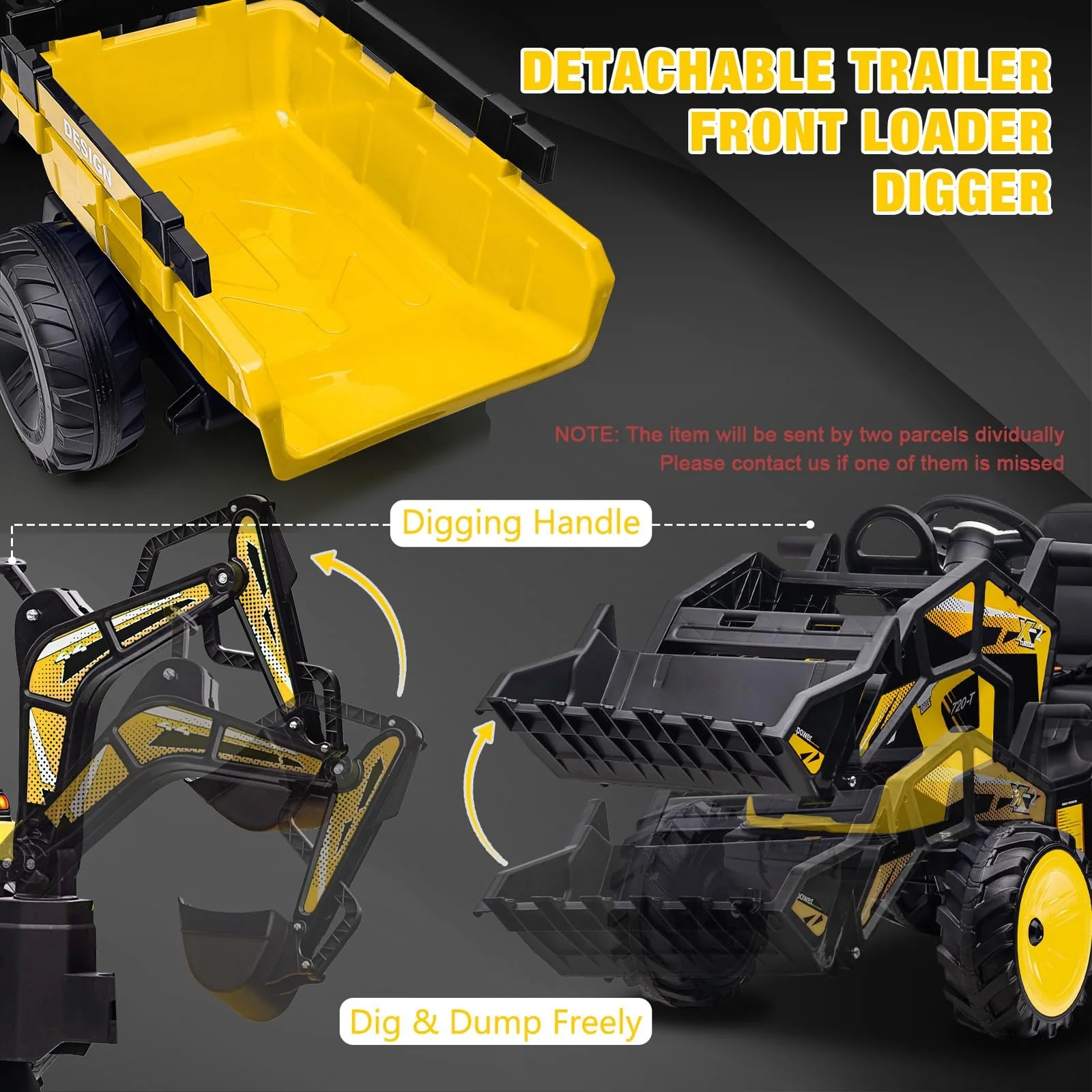 24V Electric Kids Ride-On Tractor with Detachable Trailer and Remote Control - Image 5
