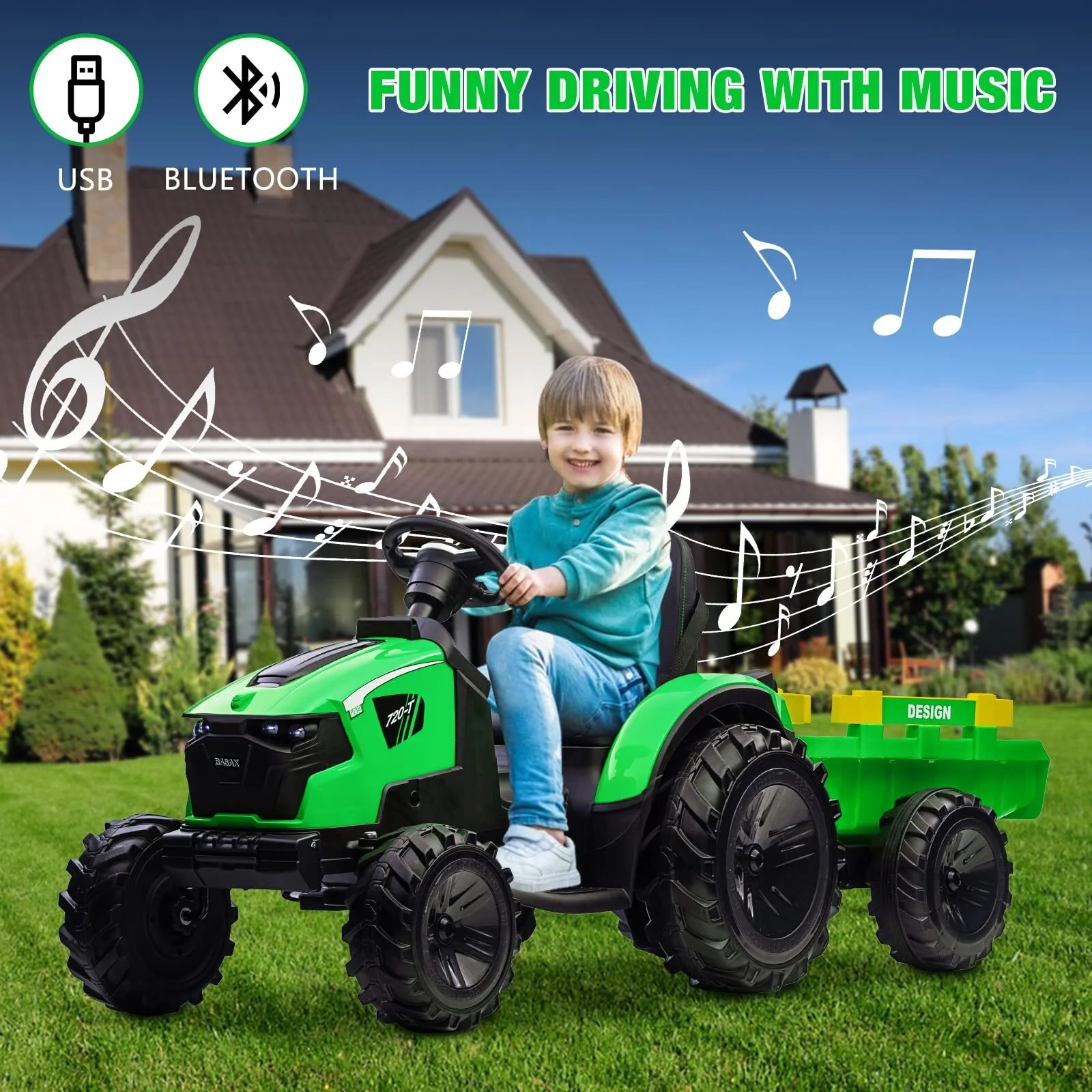 24V Kids Ride-On Tractor with Remote Control, EVA Tires, and LED Lights - Image 8