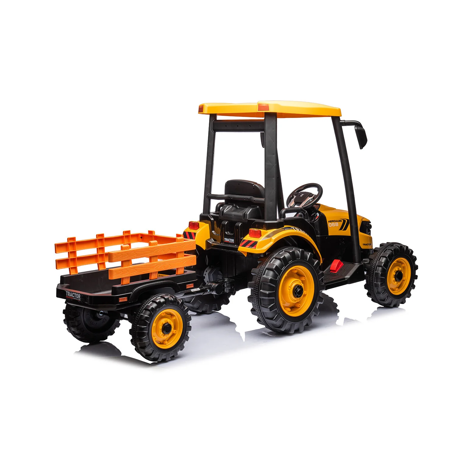 24V Battery-Powered Electric Ride-On Tractor with Trailer – Yellow - Image 6