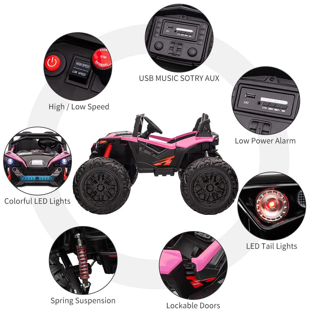 24V Electric Ride-On UTV Car for Kids with 2 Seats, LED Lights, Music, and Remote Control - Image 19