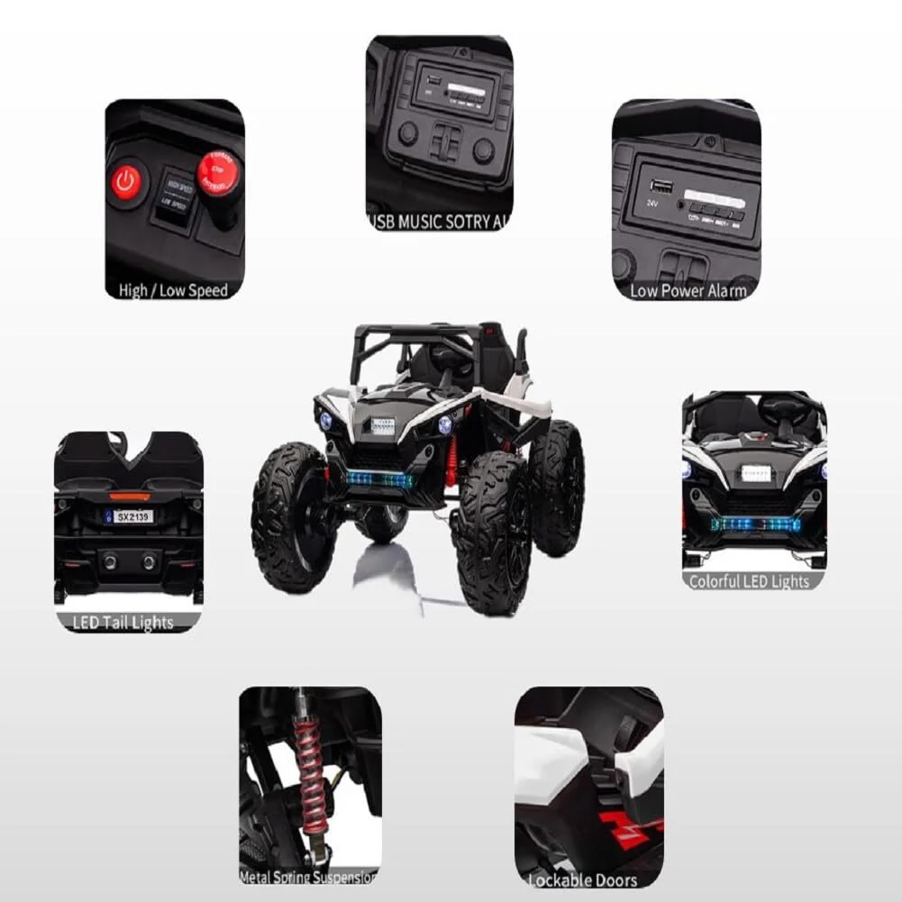 24V Electric Ride-On UTV for Kids with 2 Seats, Remote Control, Music, and EVA Wheels - Image 8