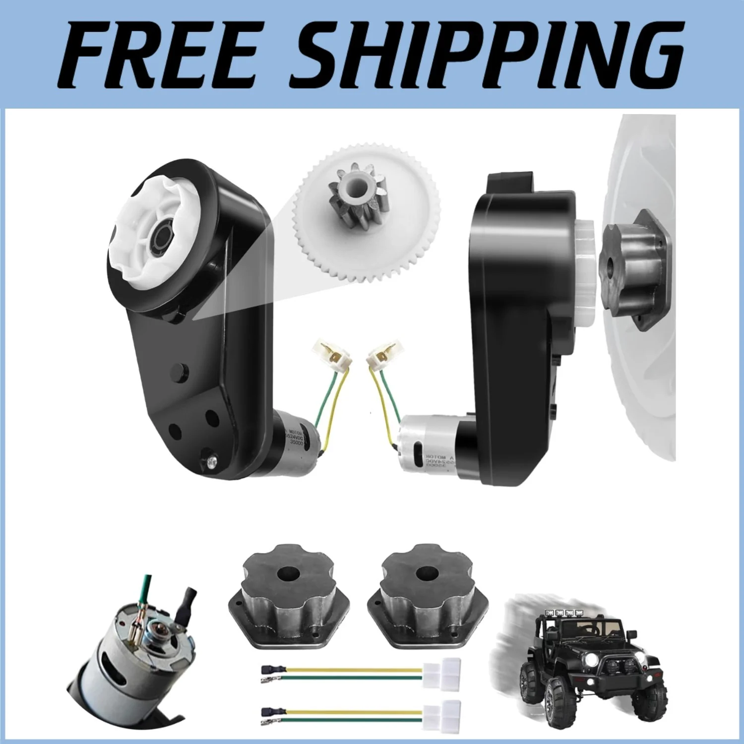 24V RS555 Dual Motor Gearbox 35000RPM with Accessories for Toy Car Upgrade