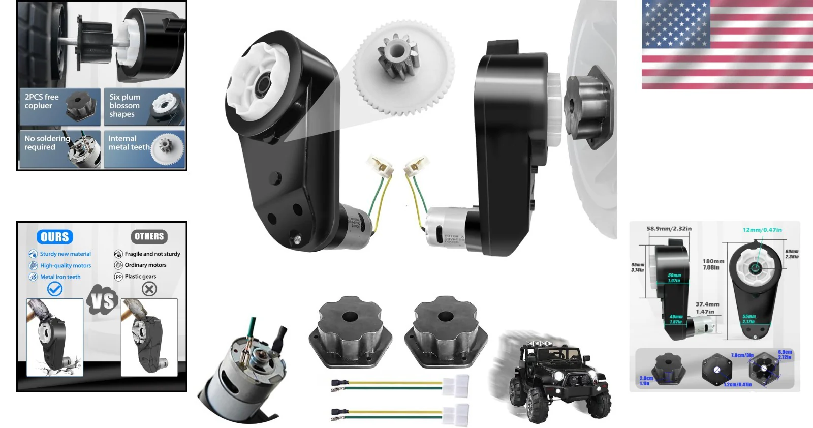24V RS555 Dual Motor Gearbox 35000RPM with Accessories for Toy Car Upgrade - Image 2