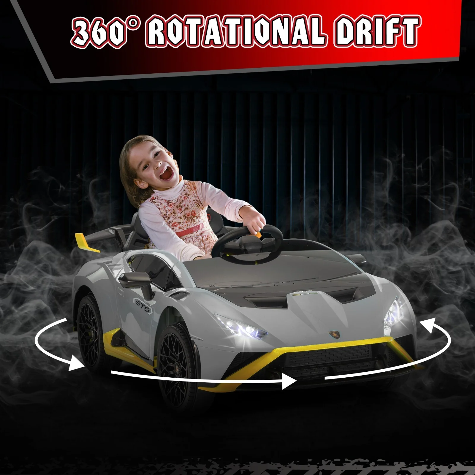 24V Kids Electric Ride-On Car Licensed Lamborghini STO with 360 Degree Drifting - Image 7