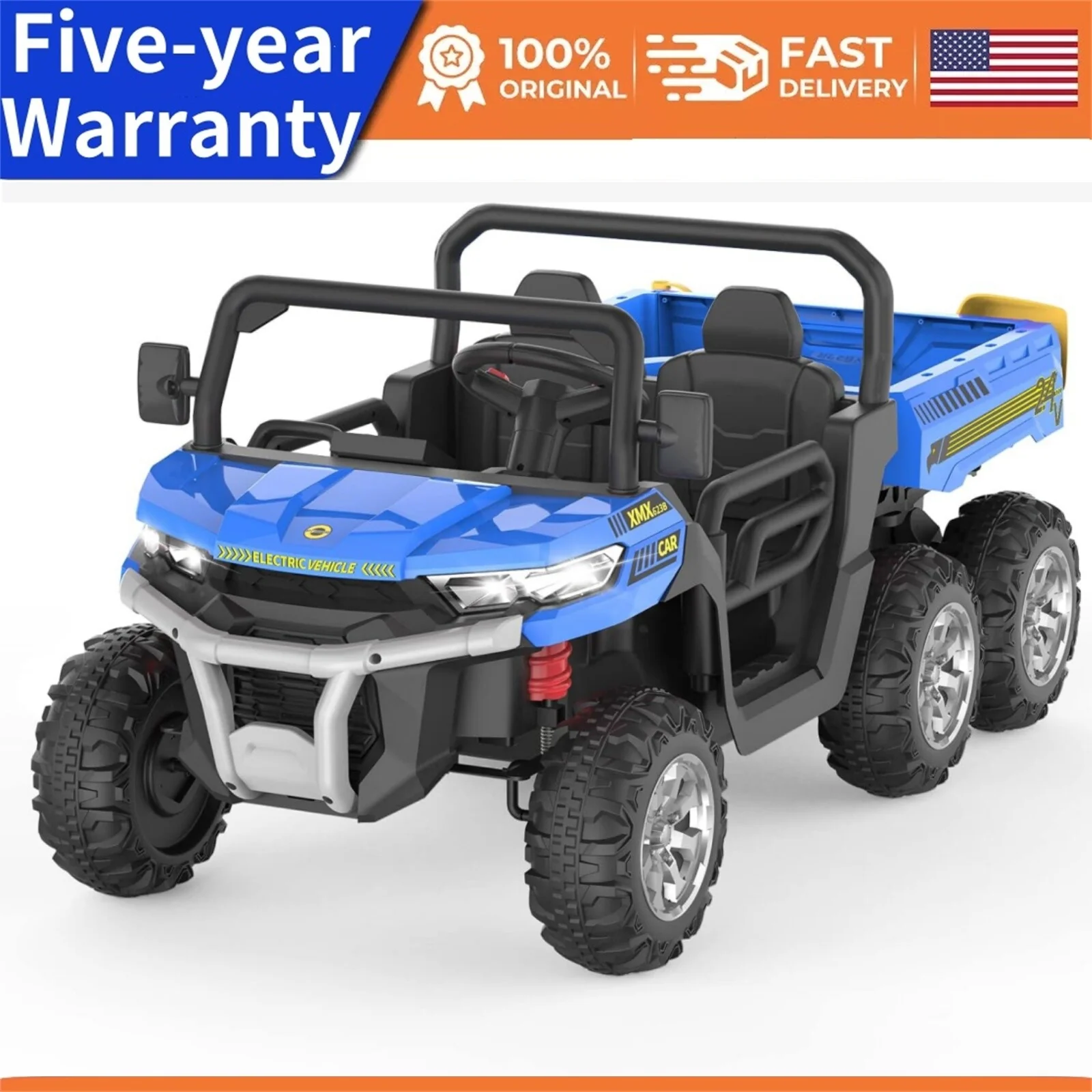 24V Two-Seater Electric Ride-On Dump Truck with 6-Wheel Drive and Functional Dump Bed - Image 10