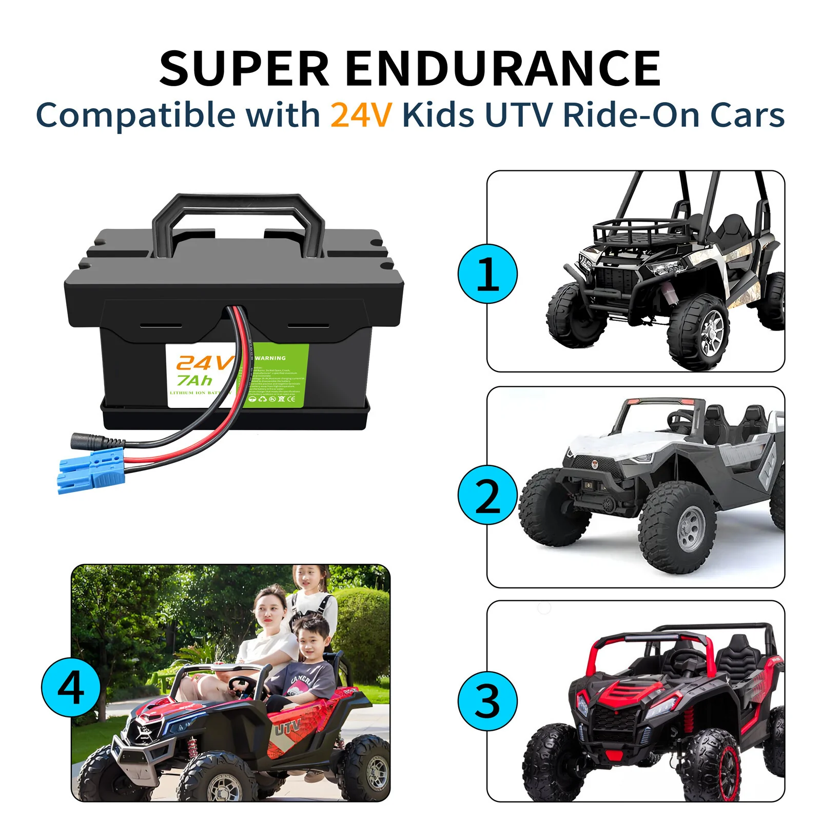 24V 7Ah Rechargeable Battery for Kids Ride-On Cars Compatible with Dynacraft Realtree - Image 5