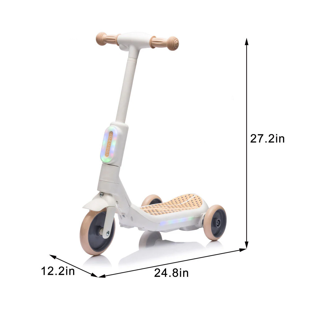 2-in-1 Kids 3-Wheel Electric Ride-On Scooter with Tail Color Lights and Spray, PU Wheels - Image 2