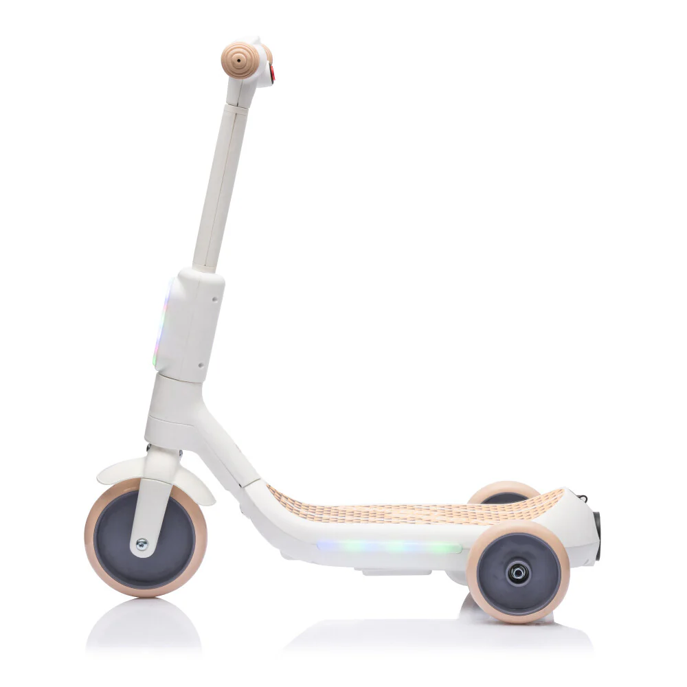 2-in-1 Kids 3-Wheel Electric Ride-On Scooter with Tail Color Lights and Spray, PU Wheels - Image 5
