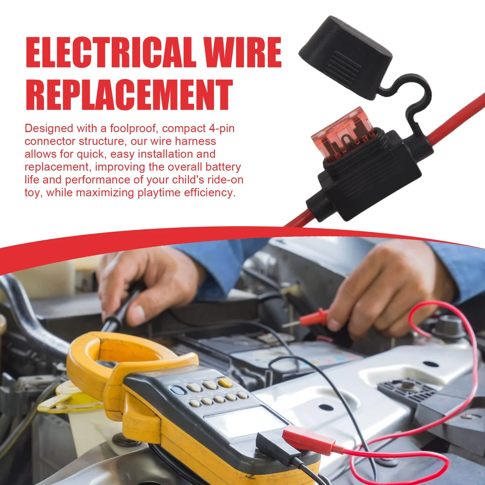 2-Pack 12 AWG Wire Harness Connector Replacement for 12V SLA5635 Peg Perego - Image 5