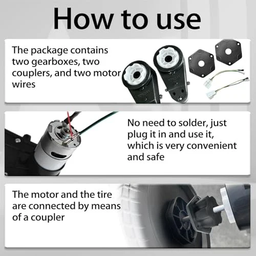 Dual Set of 24V RS555 40000RPM High-Speed Motor Gearbox for Power Wheels - Image 2