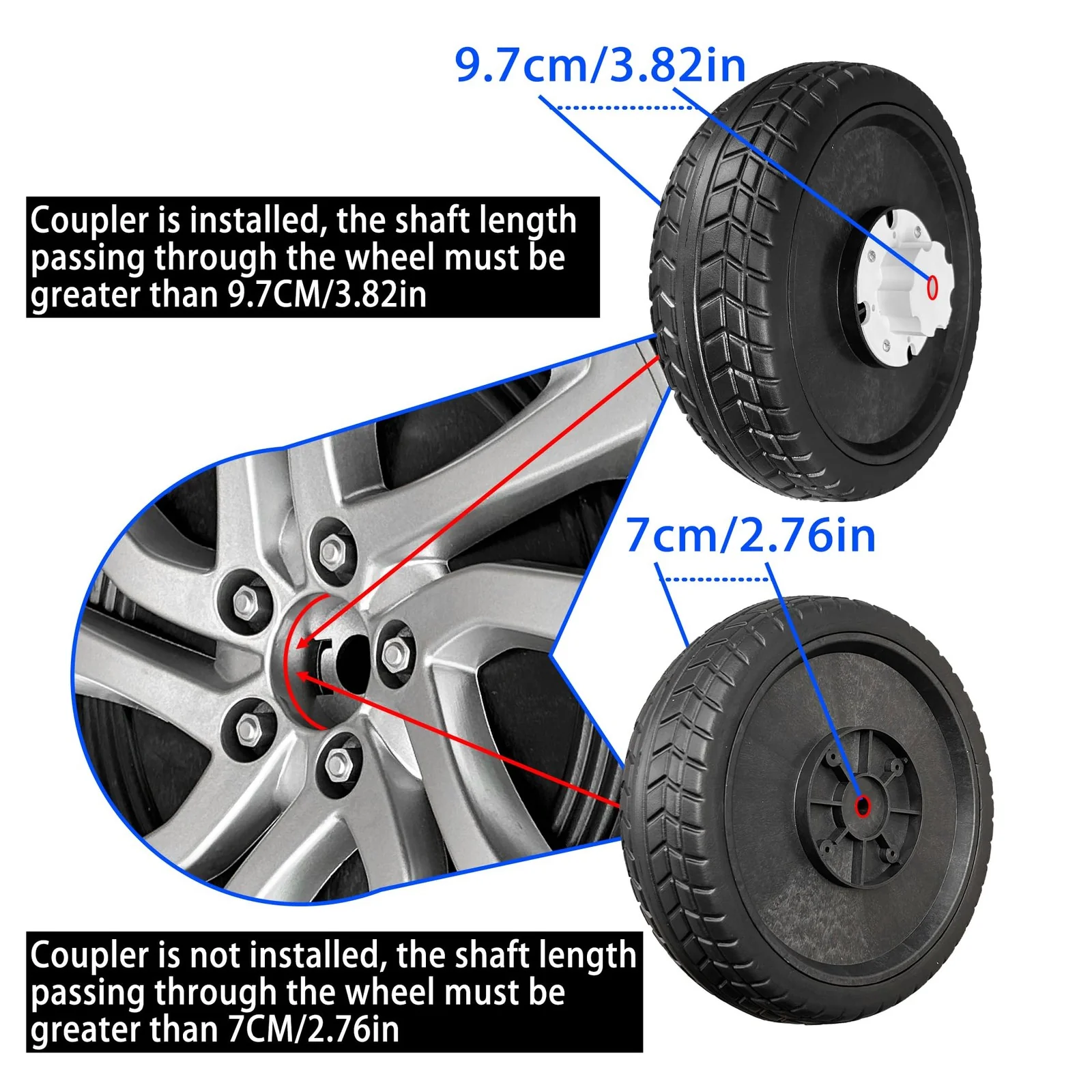 2-Pack 10'' PU Solid Rubber Tires for Power Wheels Ride-On Cars - Alligator Tread - Image 4