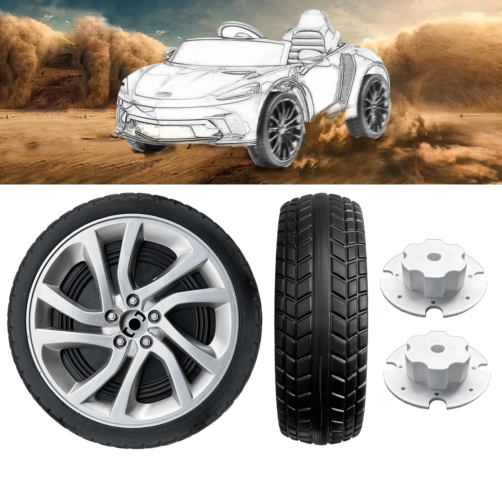 2-Pack 10'' PU Solid Rubber Tires for Power Wheels Ride-On Cars - Alligator Tread - Image 7