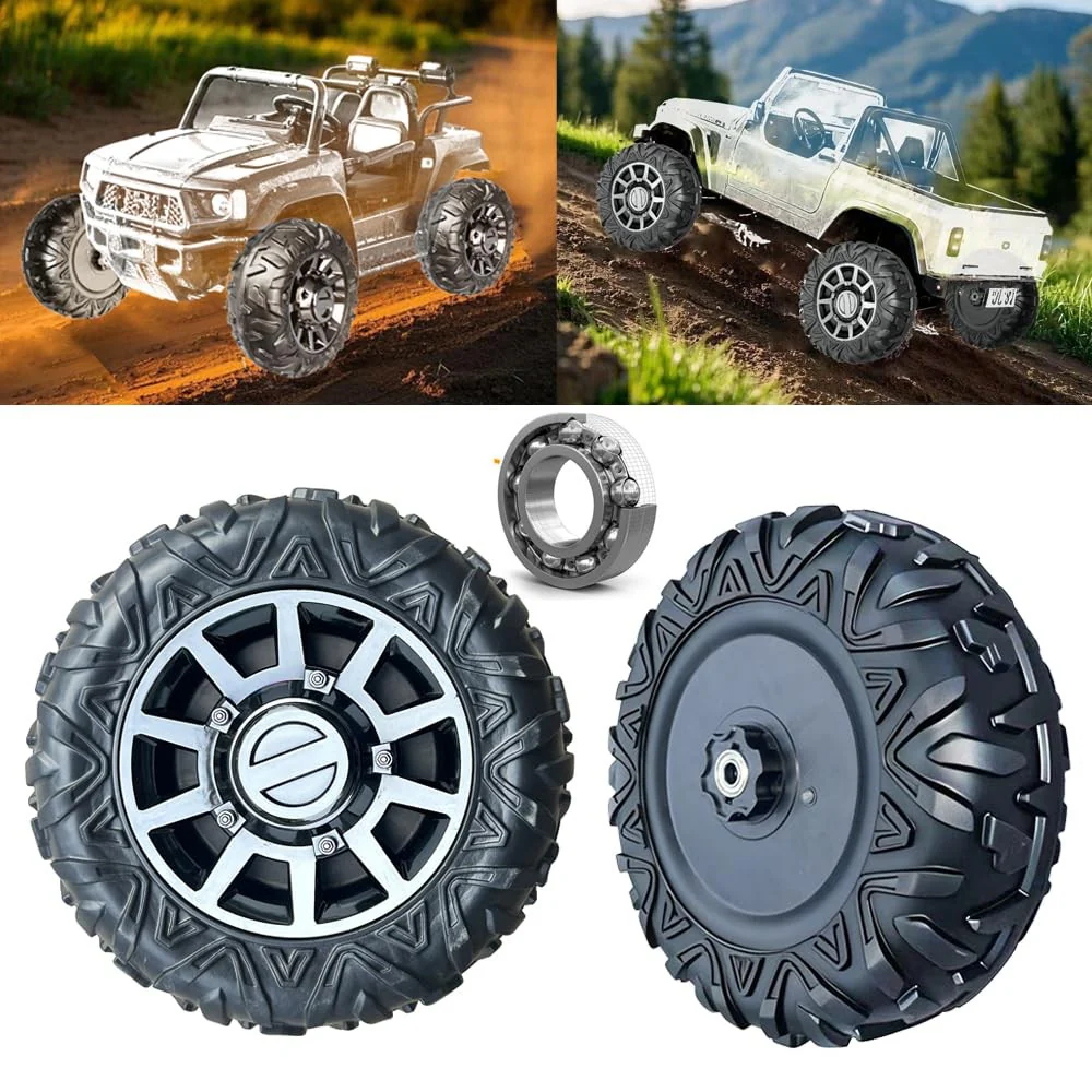 2-Pack 13-Inch PU Solid Rubber Tires for Power Wheels Ride-On Car