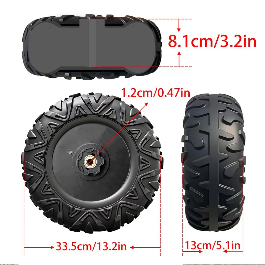 2-Pack 13-Inch PU Solid Rubber Tires for Power Wheels Ride-On Car - Image 5
