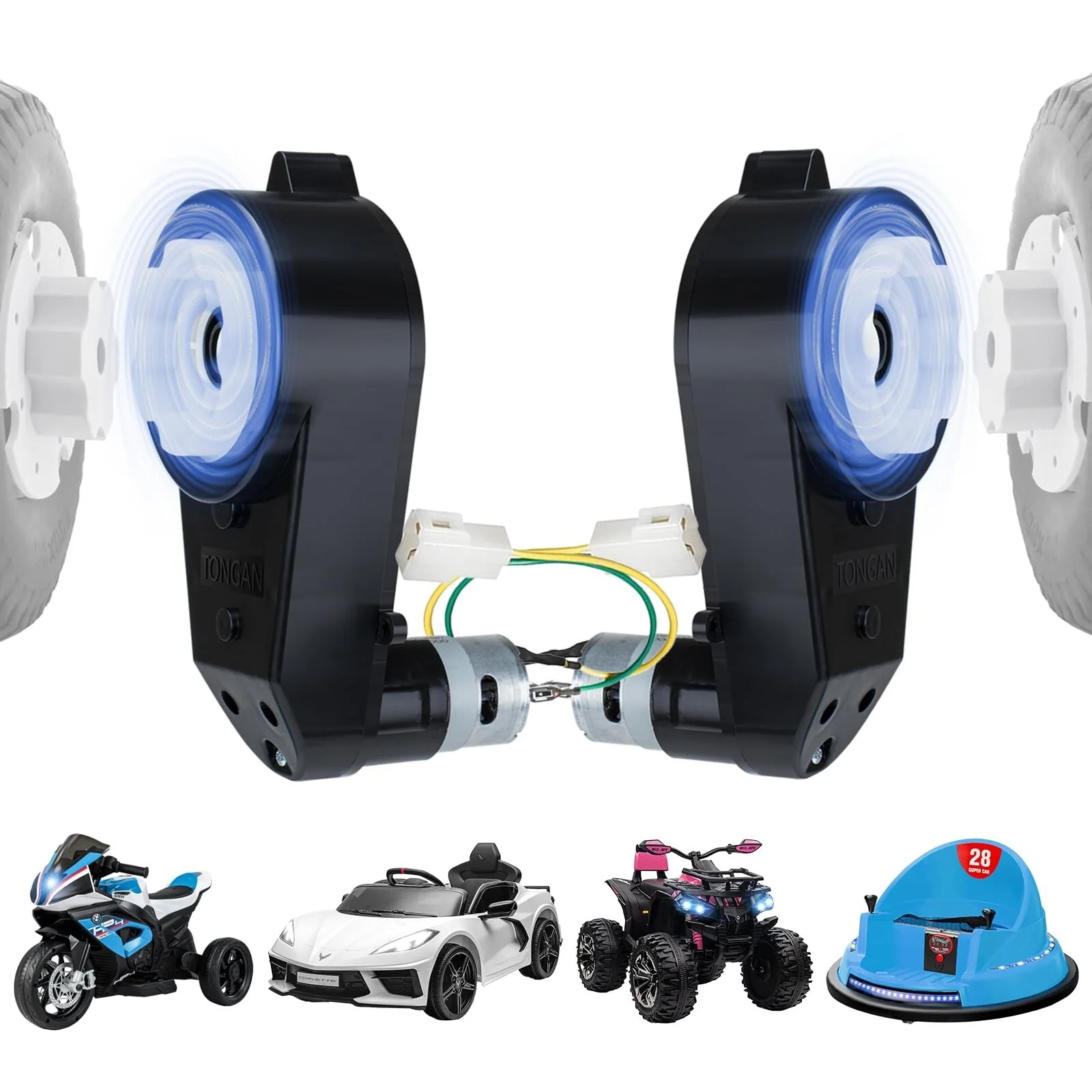 2-Pack 12V High-Speed 40000RPM Motor and Gearbox for Kids Ride-On Car Upgrade