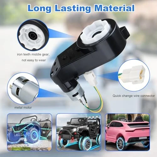 2-Pack 12V High-Speed 40000RPM Motor and Gearbox for Kids Ride-On Car Upgrade - Image 3
