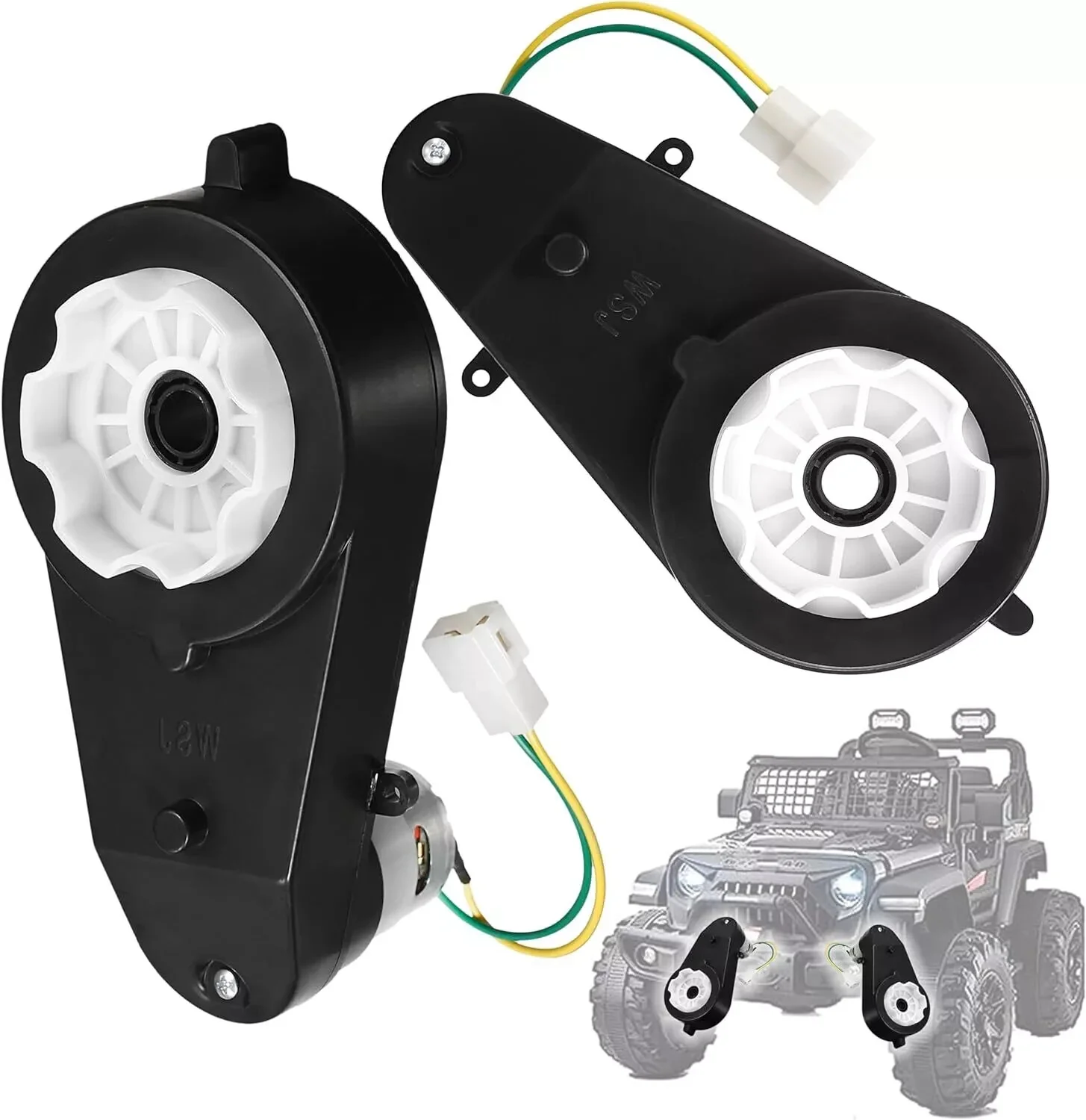 2-Pack 12V 40000RPM Gearbox Motors for Kids Ride-On Car Wheel Power Upgrade