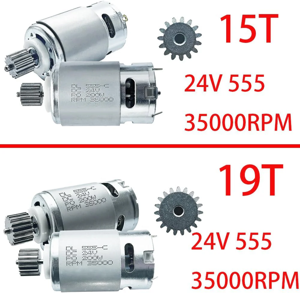 2PCS 24 Volt RS555 35000 RPM High-Speed 7R (19T) Motor for Power Wheels - Image 3