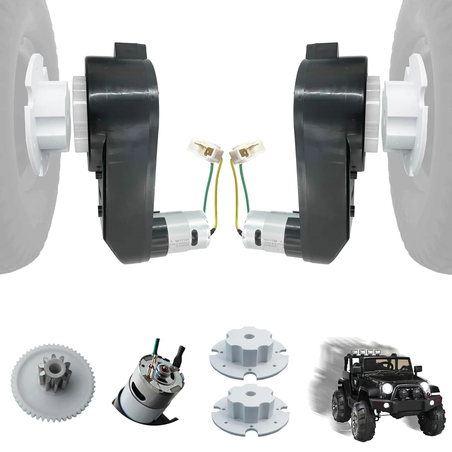 2PCS 24V RS555 High-Speed 35000RPM Motor with Gearbox for Power Wheels Kids - Image 2