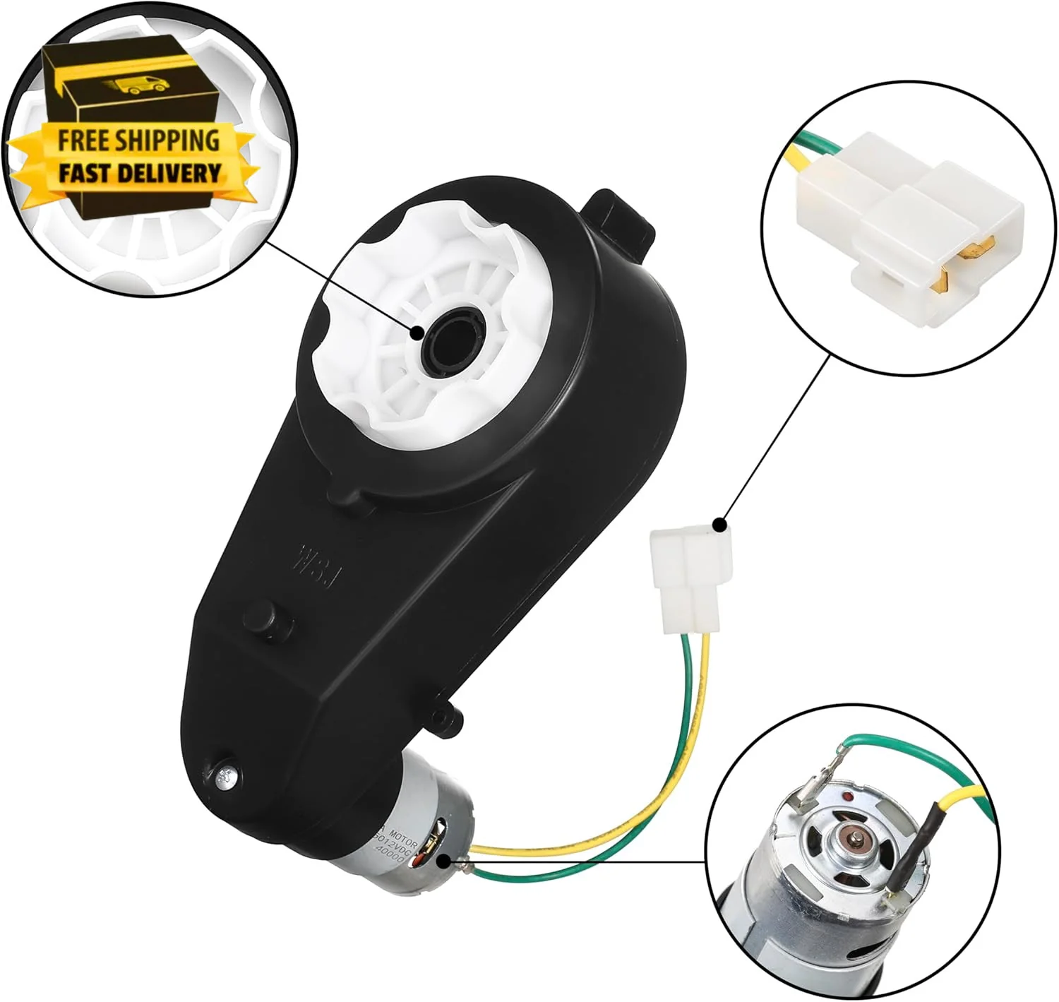 2-Pack 24V 40000RPM Motor and Gearbox for Kids Ride-On Car Wheels Power Upgrade - Image 3