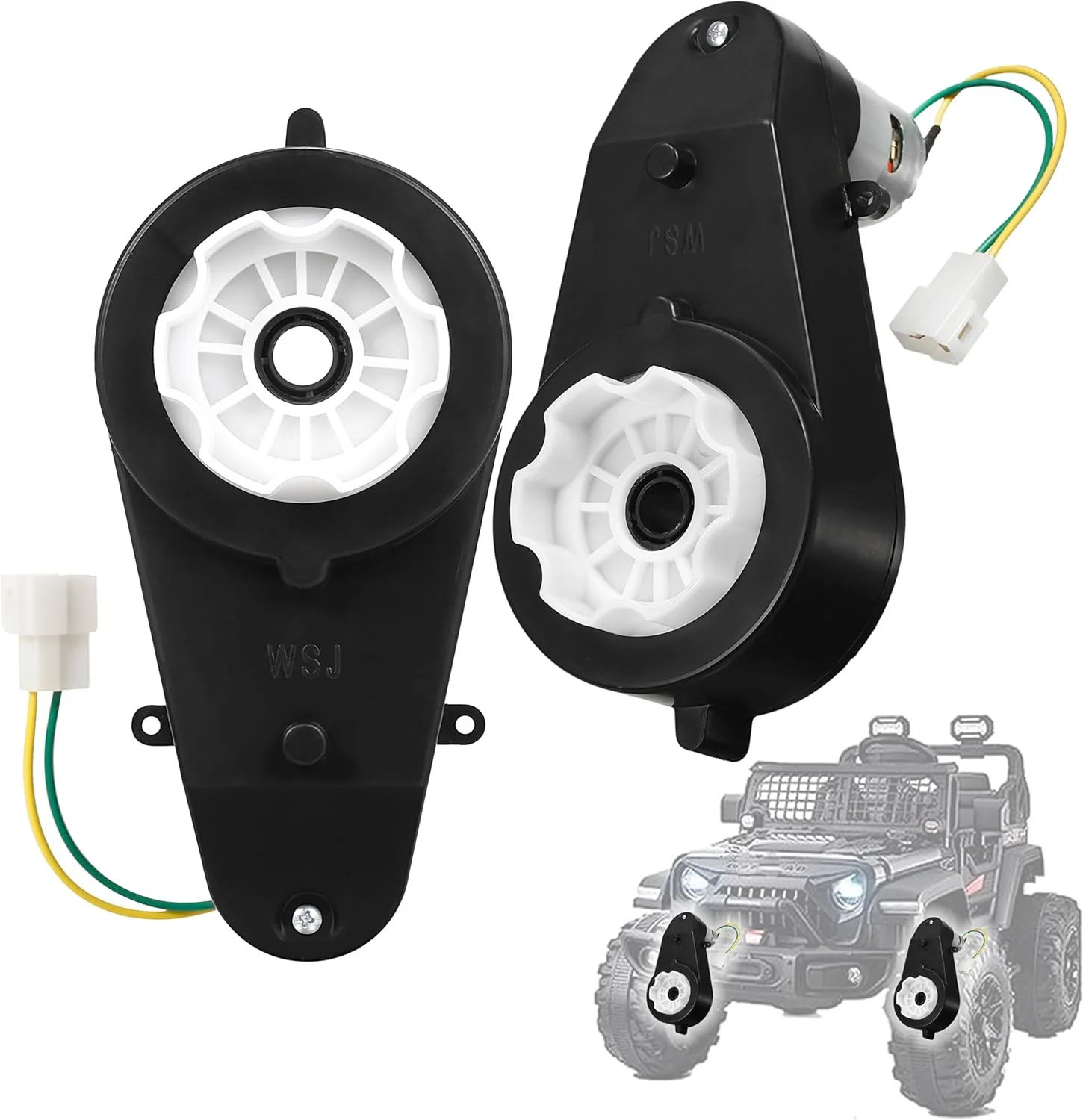 2-Pack 24V 40000RPM Gearbox Motors Power Upgrade for Kids Ride-On Car Wheels