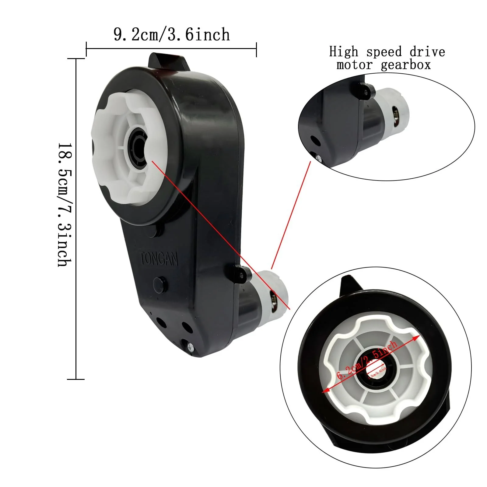 2-Pack High-Speed Electric Motor Gearbox for Kids Ride-On Vehicle, Compatible with 12V/24V - Image 4