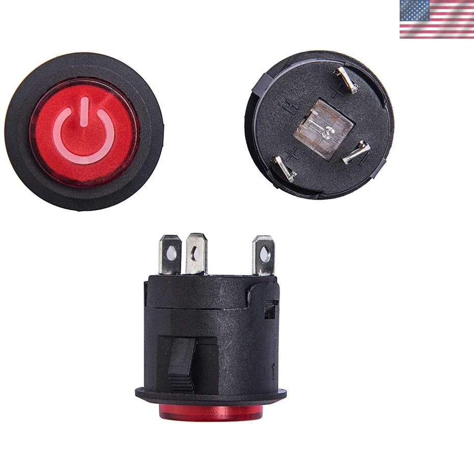 2-Pack Push Button Start Switches with LED Light for Kids' Electric Ride-On Cars