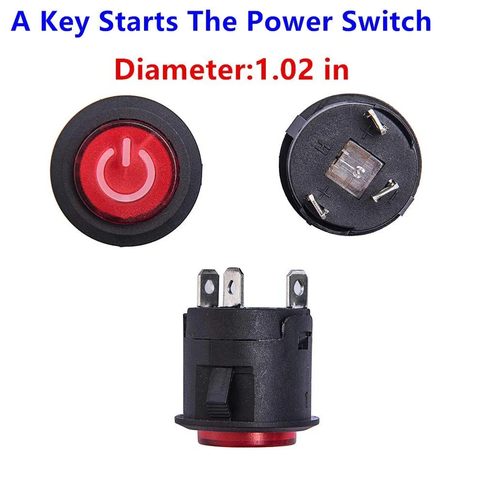 2-Pack Push Button Start Switches with LED Light for Kids' Electric Ride-On Cars - Image 3