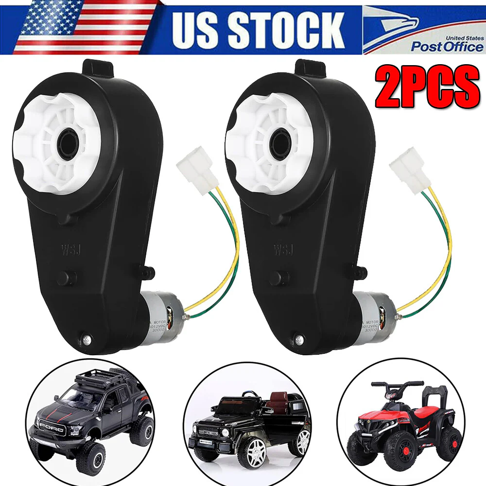 2-Pack 12V RS550 Electric Ride-On Car Gearbox with 30000RPM Motor