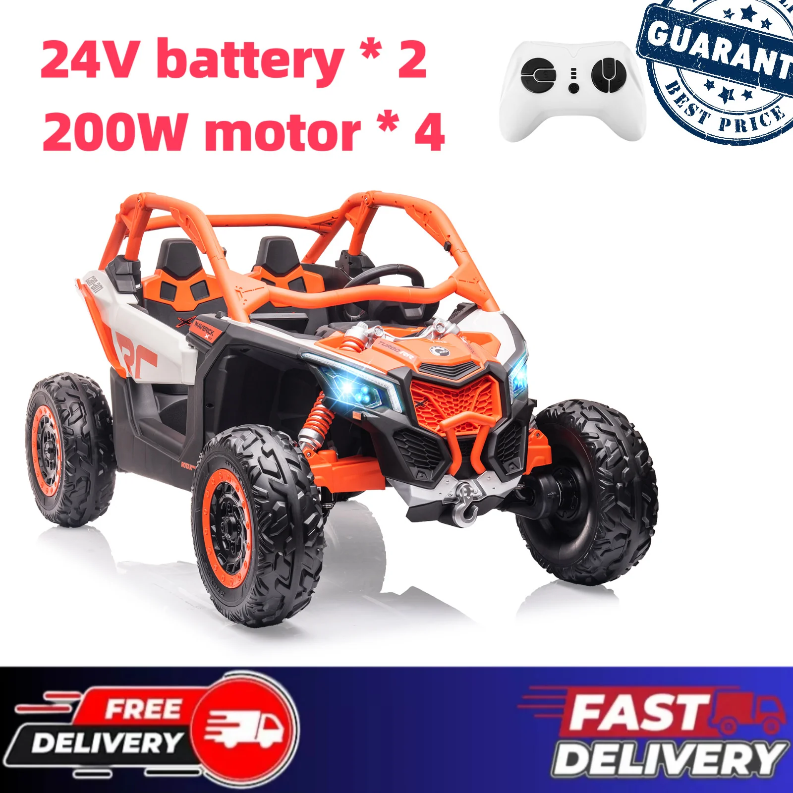 2-Seat UTV Stroller with Remote Control, Dual 24V Batteries, 4x 200W Motors, 130lbs Load Capacity - Image 8