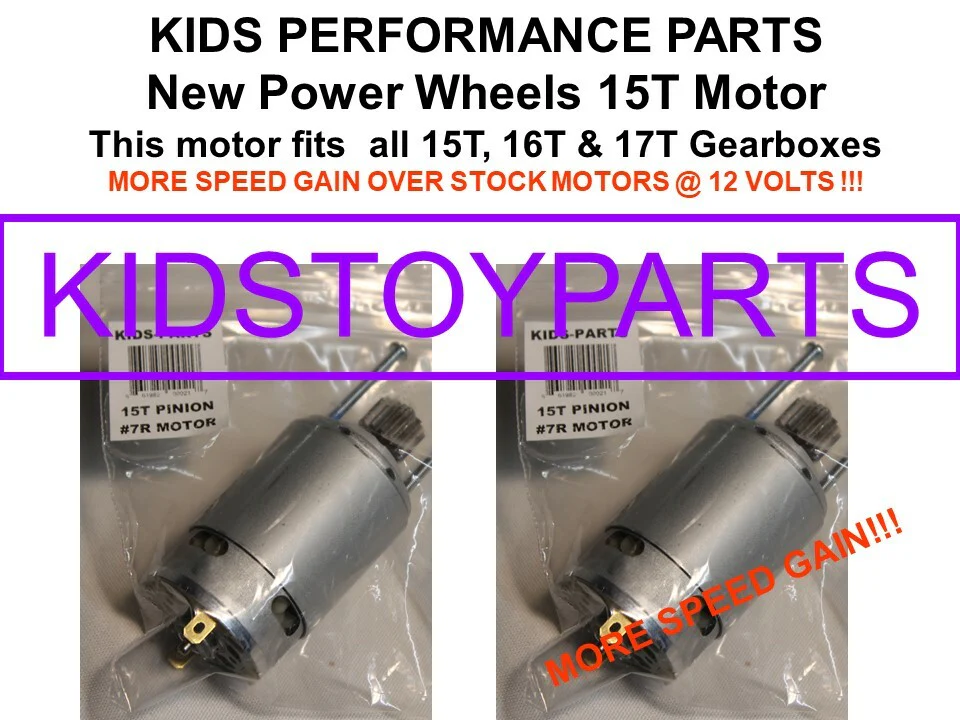 2x 12V High-Speed Motors with 15T, 19T, 21T, or 23T Gears for Power Wheels Gearboxes