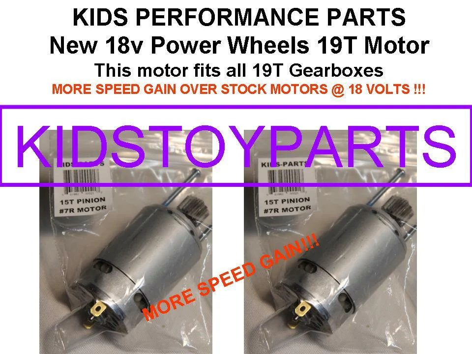 2X 18V High-Speed Dynatrax Motors Compatible with 19T Power Wheels Jeep Gearboxes